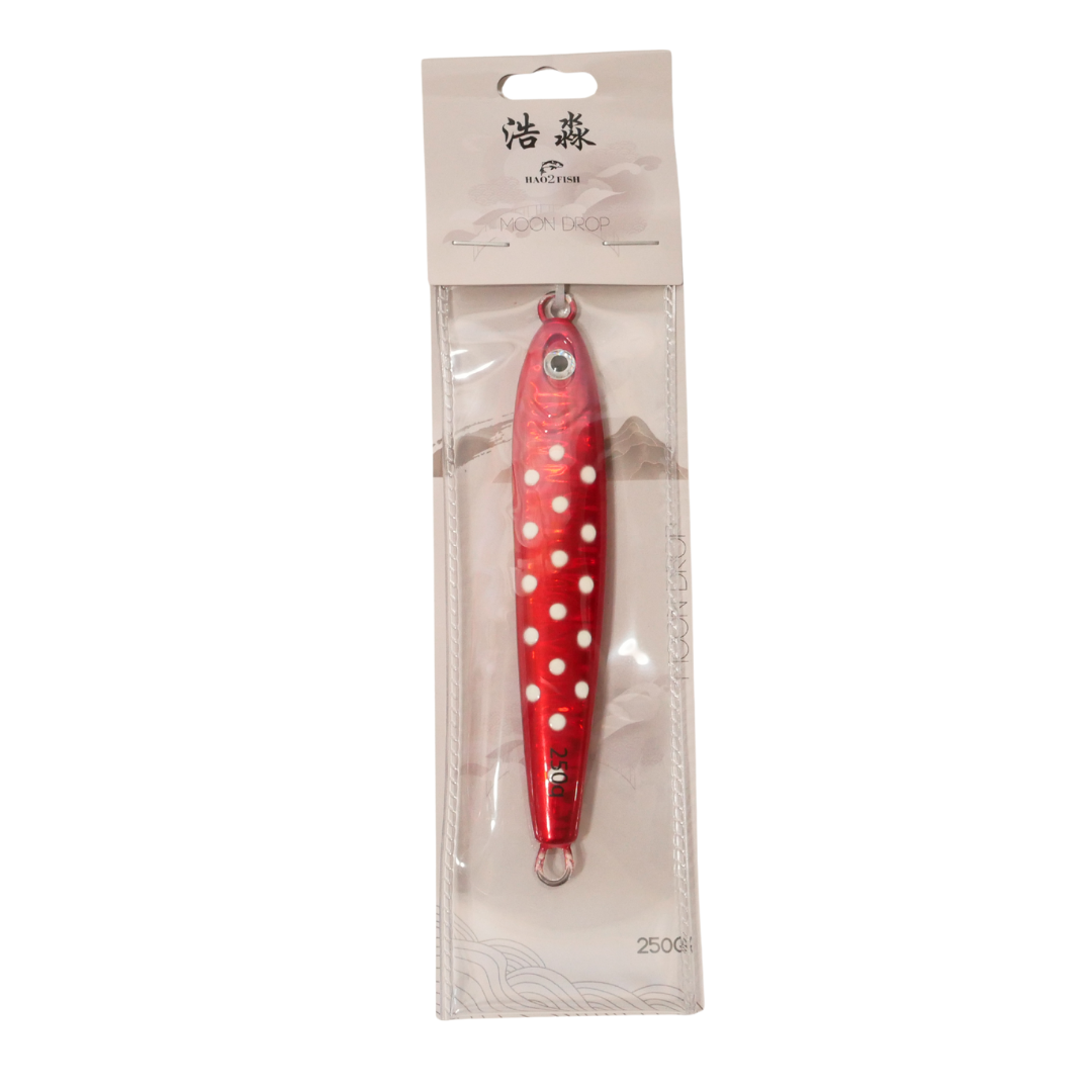 Moon Drop Tungsten Jig Red Glow Dots 250g image 2
