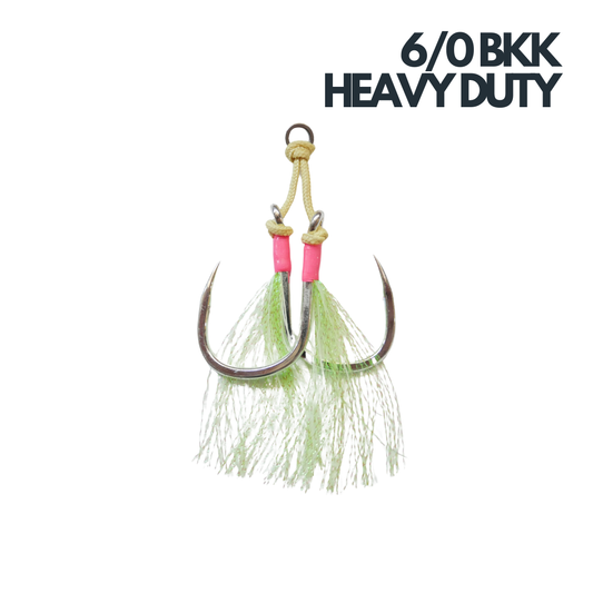 Hao2Fish Dragon Claw 6/0 BKK heavy-duty double assist hooks with UV glow flash