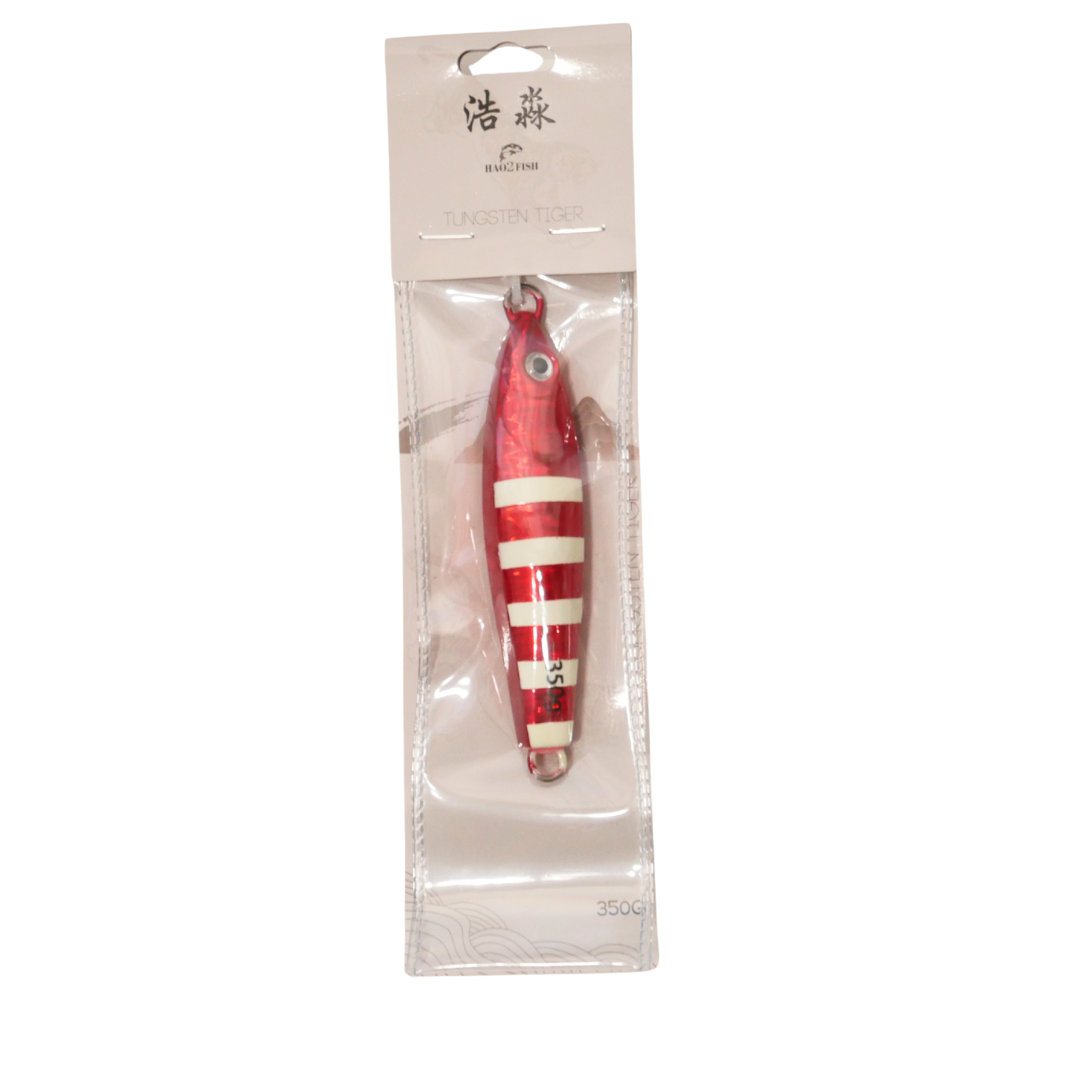 Tungsten Tiger Red Glow Stripes Tuna Jig 350g image 4